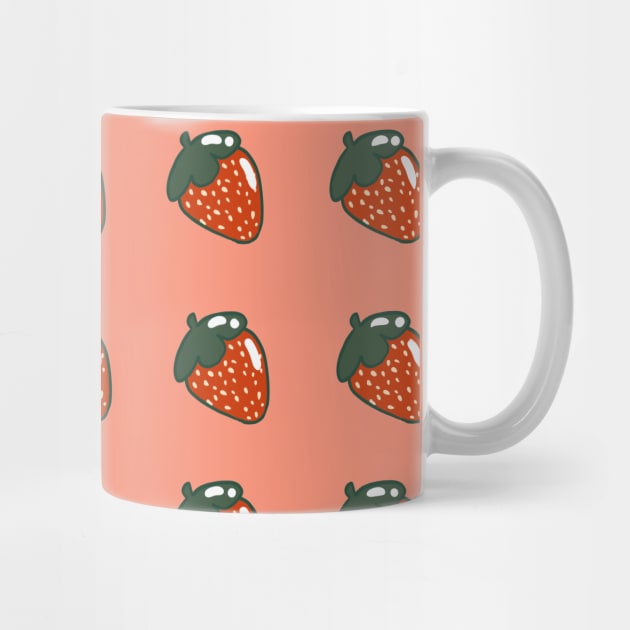 Red Cute Strawberries Pattern by LittleFlairTee